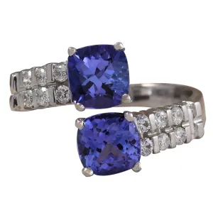 3.33 Carat Natural Tanzanite 14K White Gold Diamond Ring