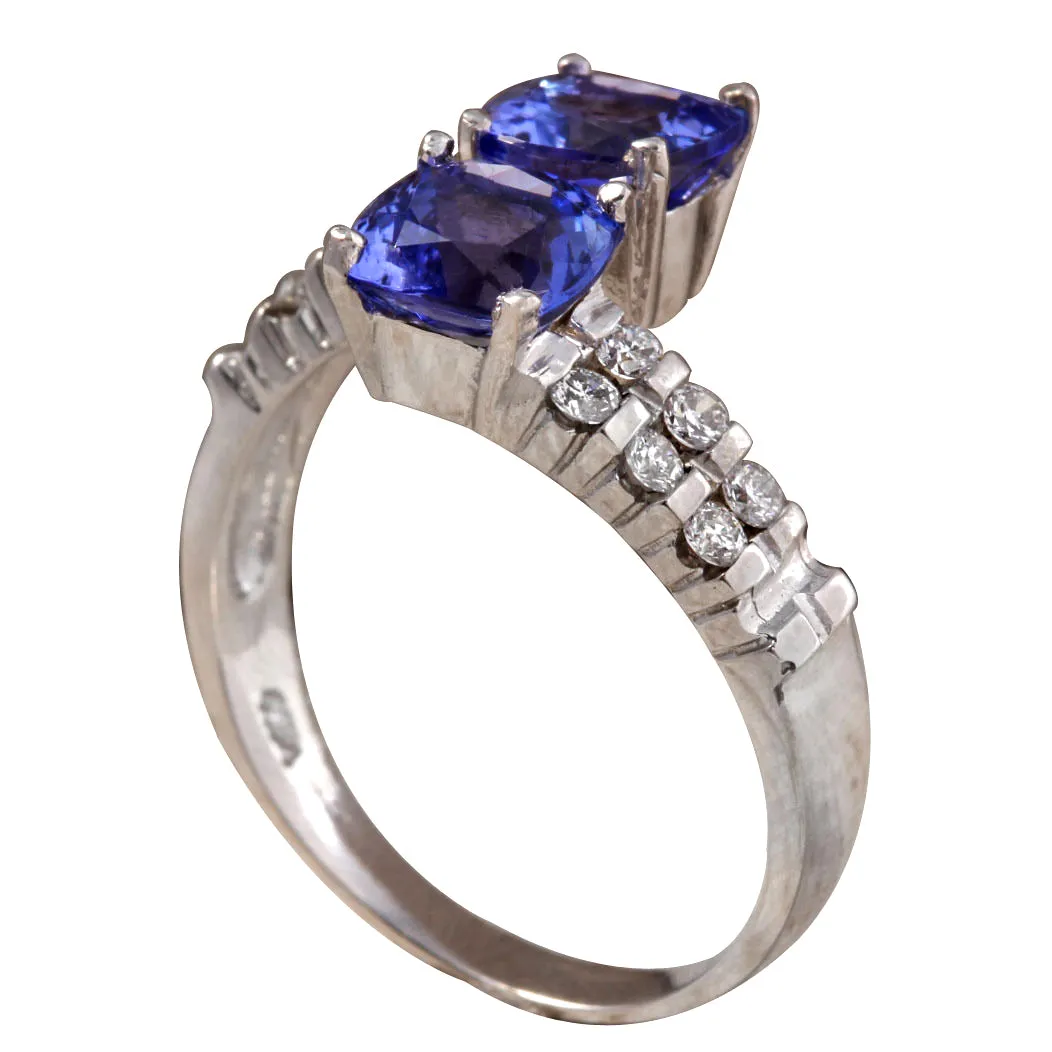 3.33 Carat Natural Tanzanite 14K White Gold Diamond Ring