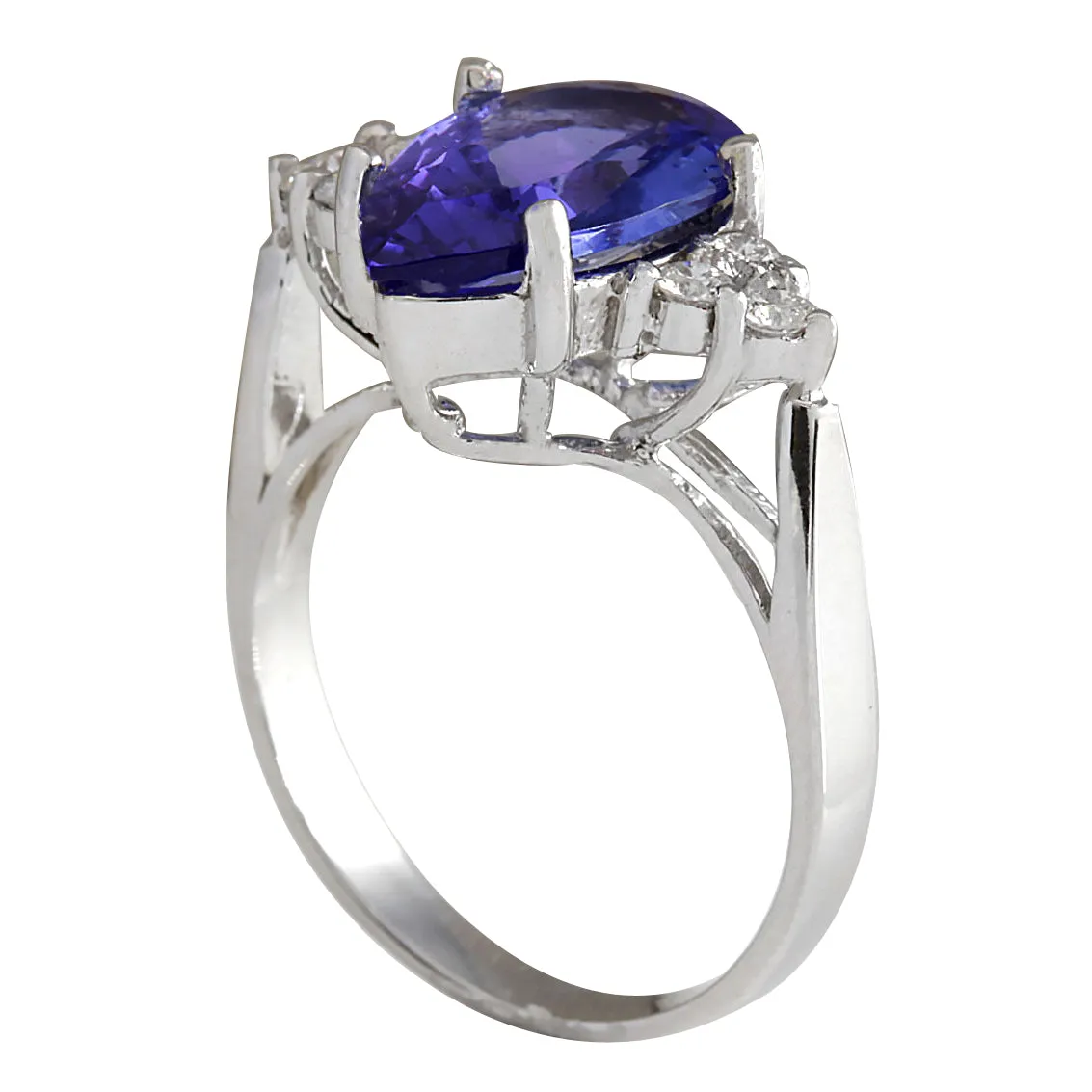 3.39 Carat Natural Tanzanite 14K White Gold Diamond Ring
