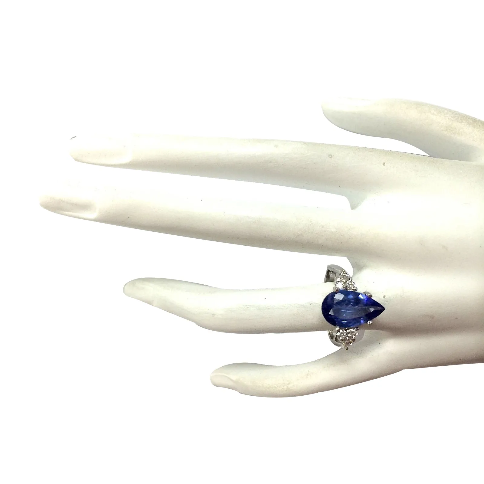3.39 Carat Natural Tanzanite 14K White Gold Diamond Ring