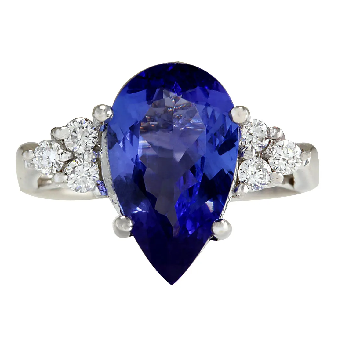 3.39 Carat Natural Tanzanite 14K White Gold Diamond Ring