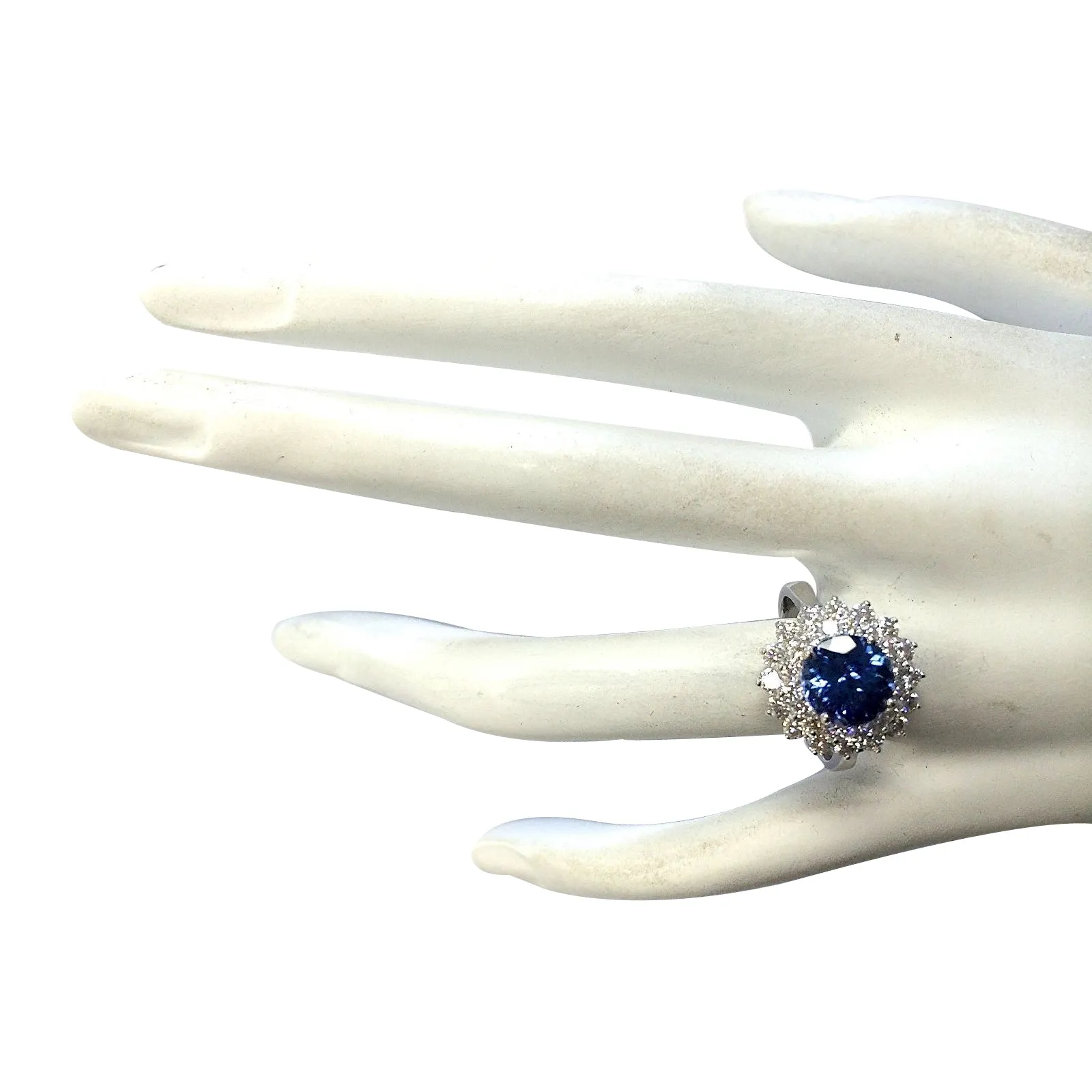 3.45 Carat Natural Tanzanite 14K White Gold Diamond Ring