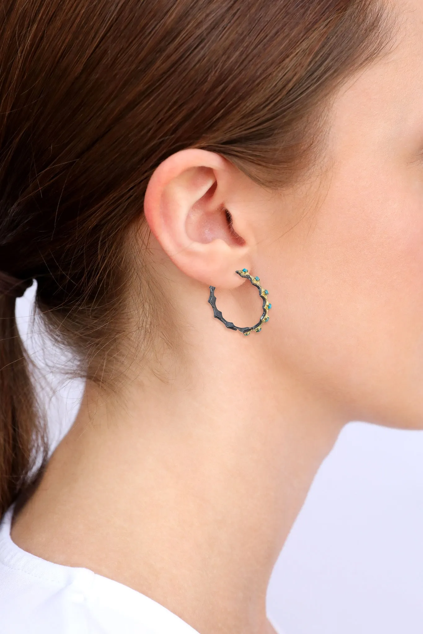 35MM TURQUOISE CRIVELLI HOOP EARRING