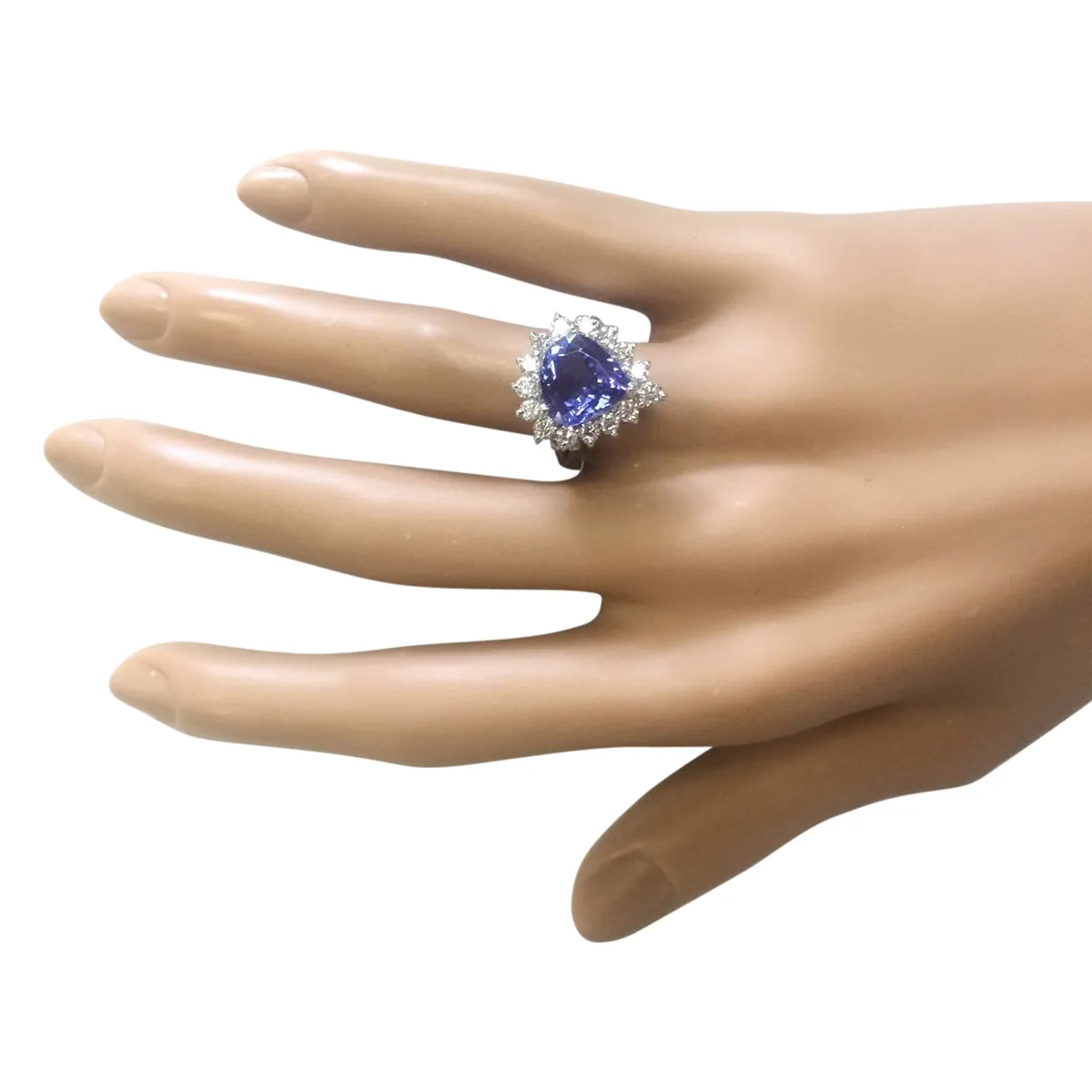 3.60 Carat Natural Tanzanite 14K White Gold Diamond Ring