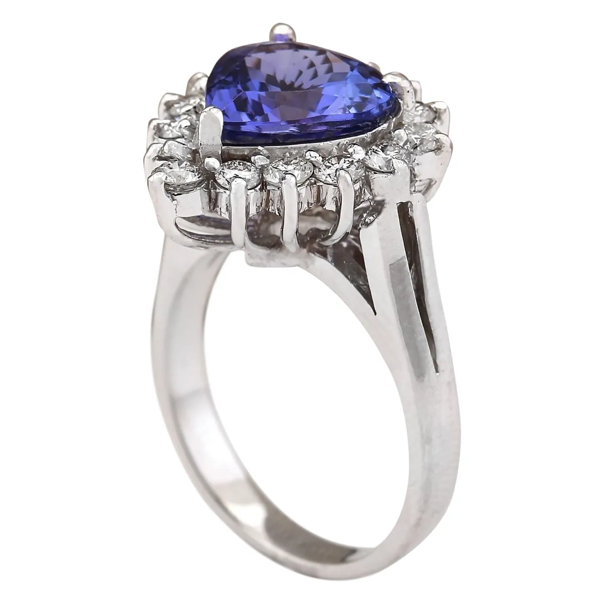 3.60 Carat Natural Tanzanite 14K White Gold Diamond Ring