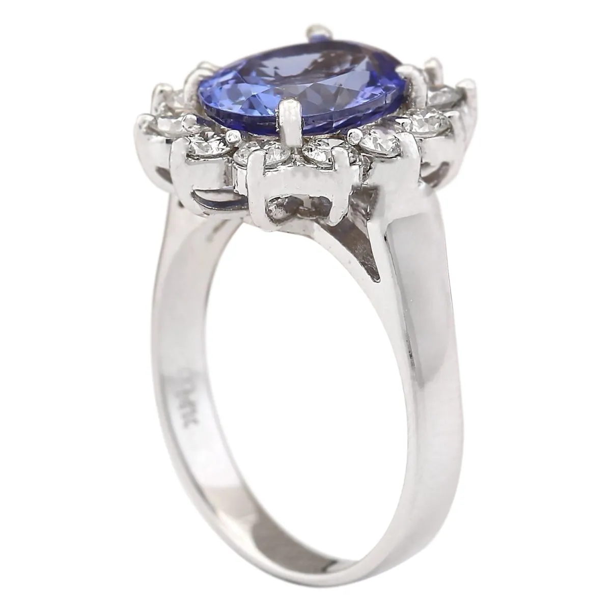 3.65 Carat Natural Tanzanite 14K White Gold Diamond Ring