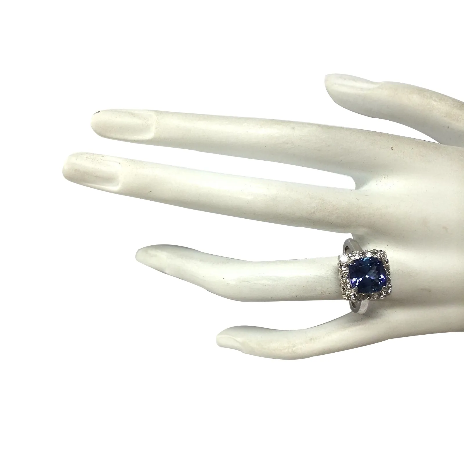 3.72 Carat Natural Tanzanite 14K White Gold Diamond Ring