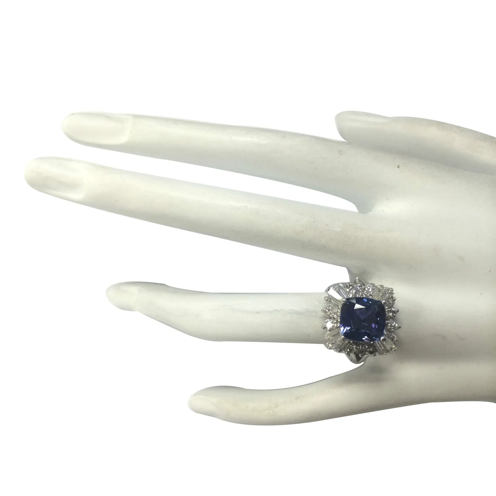 3.74 Carat Natural Tanzanite 14K White Gold Diamond Ring
