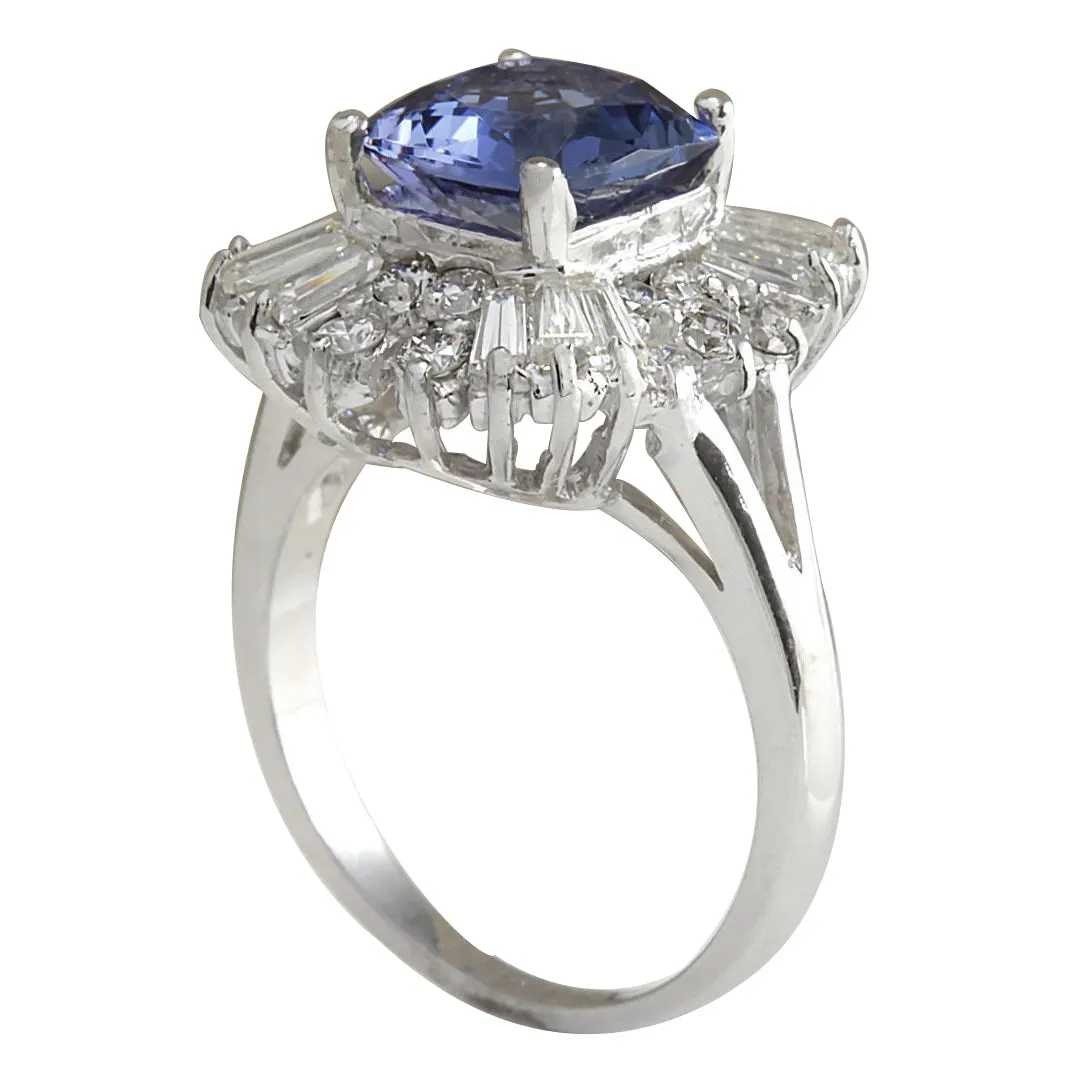 3.74 Carat Natural Tanzanite 14K White Gold Diamond Ring