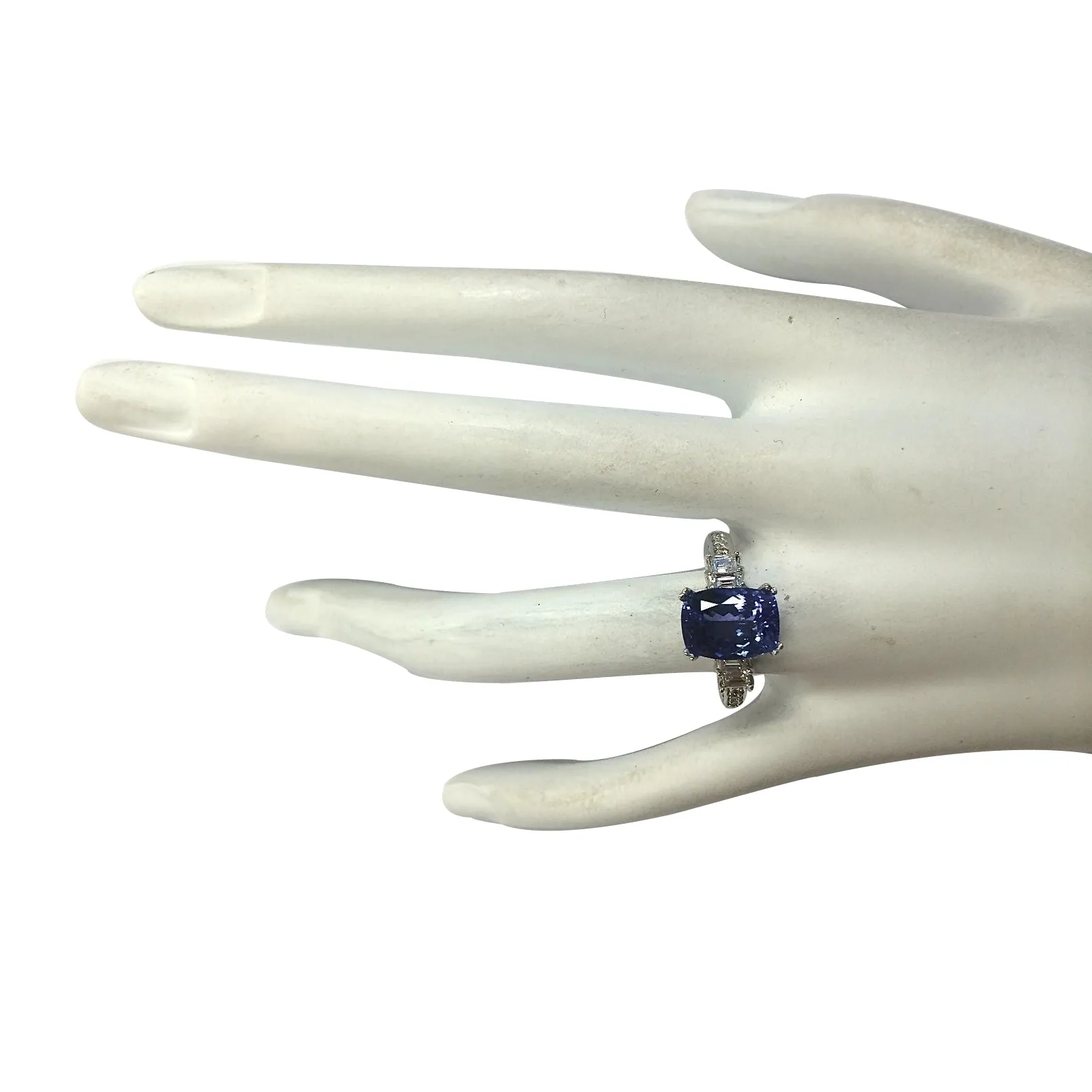 3.75 Carat Natural Tanzanite 14K White Gold Diamond Ring