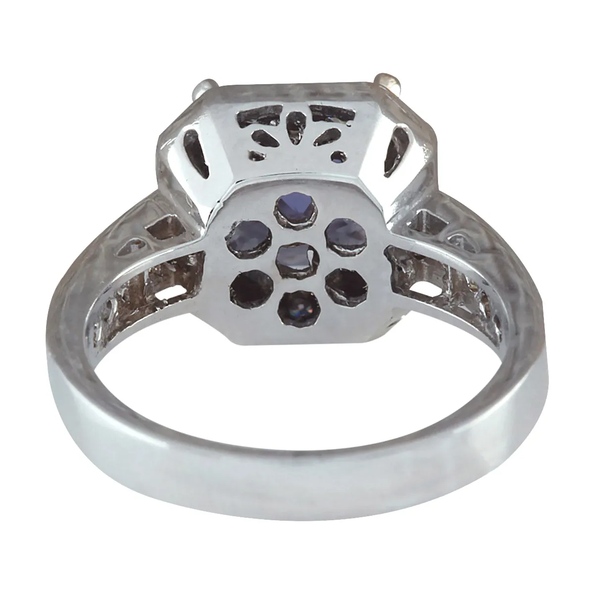3.75 Carat Natural Tanzanite 14K White Gold Diamond Ring