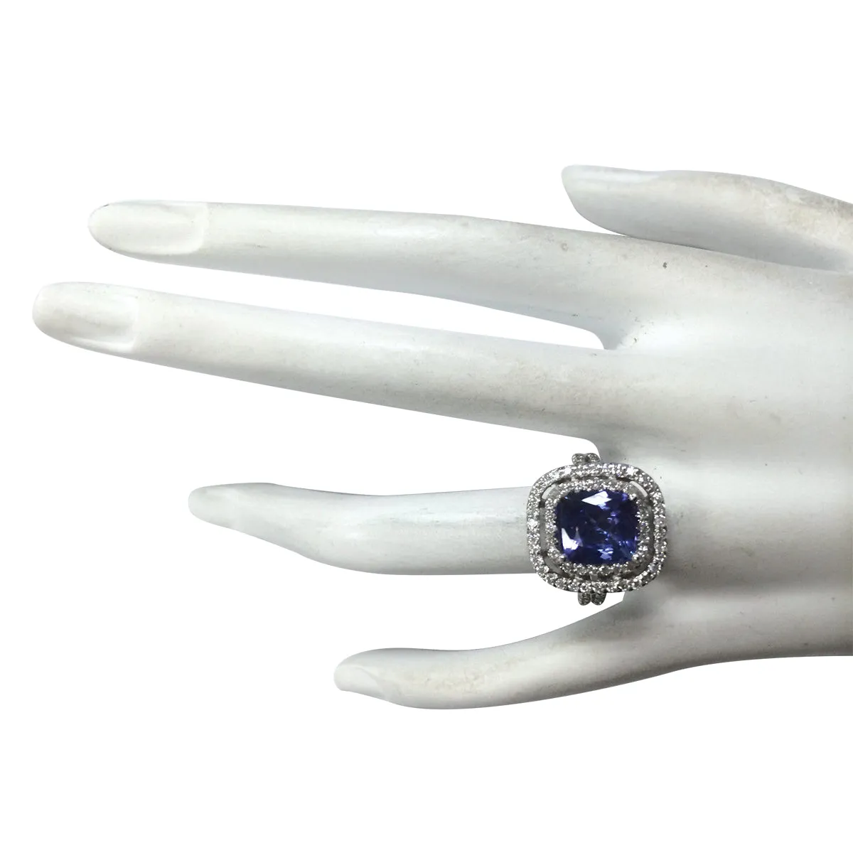 3.93 Carat Natural Tanzanite 14K White Gold Diamond Ring