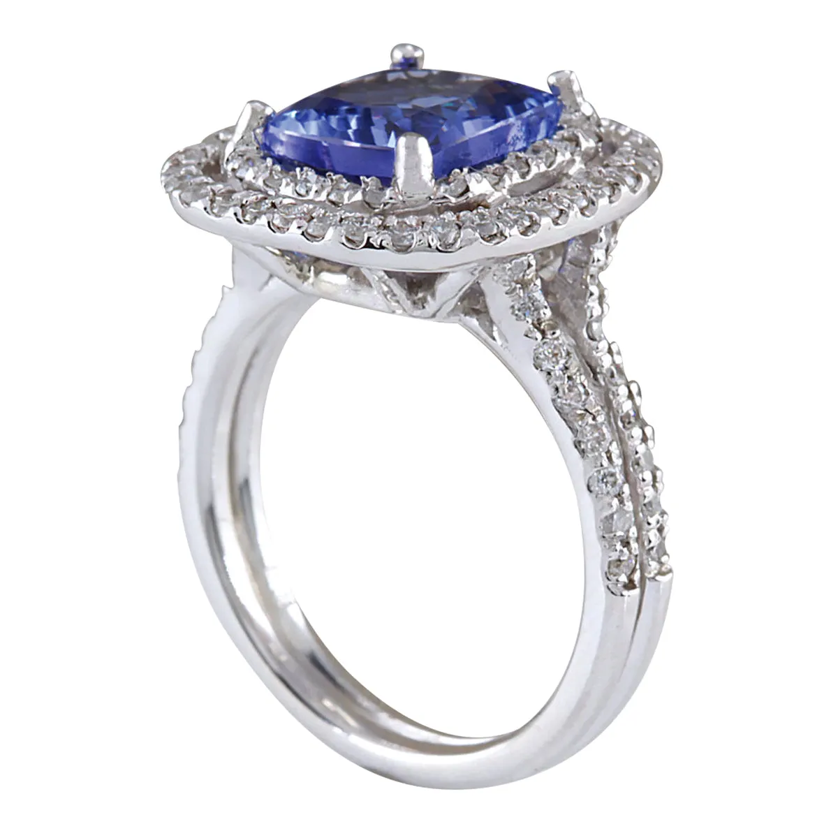 3.93 Carat Natural Tanzanite 14K White Gold Diamond Ring