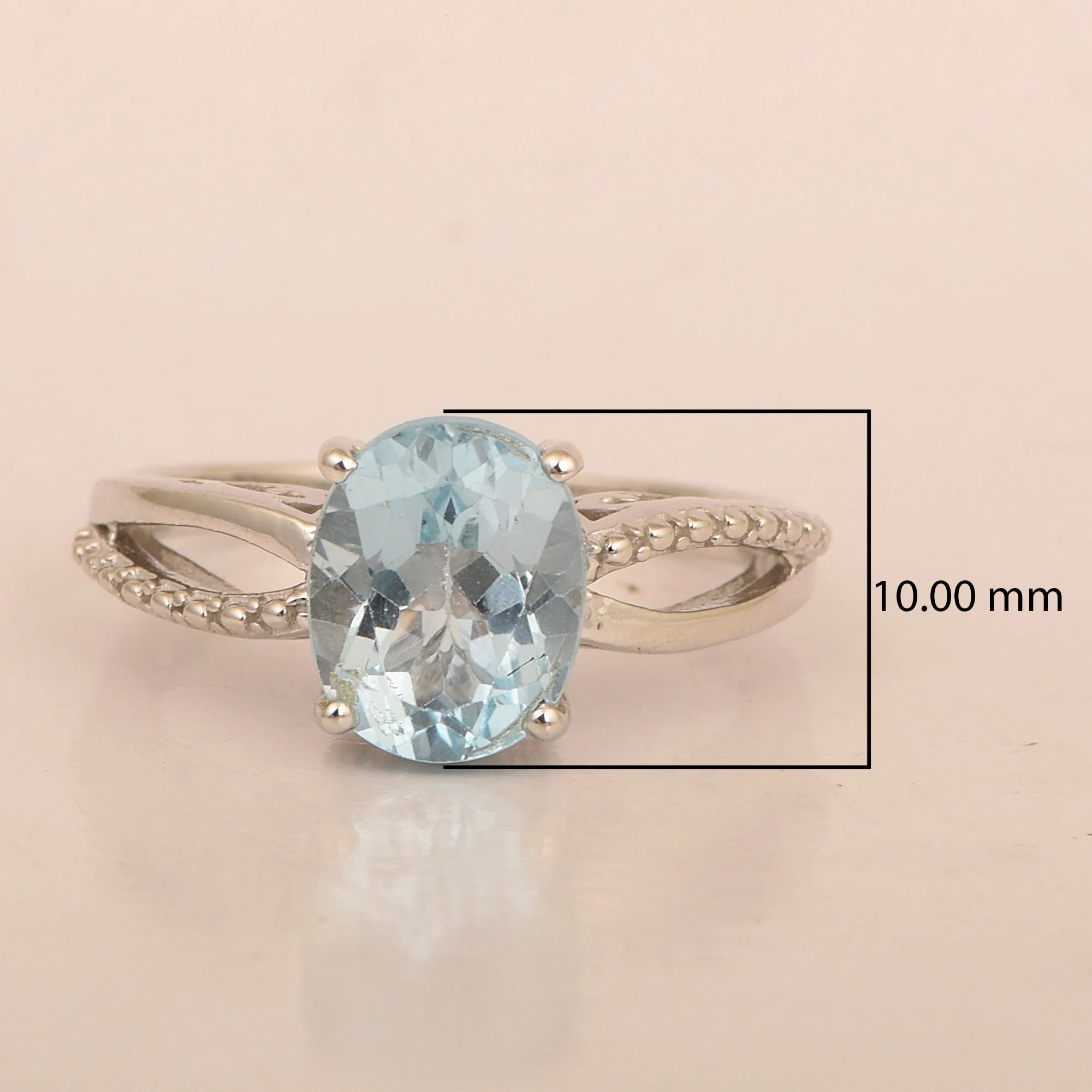 3ct Oval Aquamarine 925 Sterling Silver Promise Rings for Her