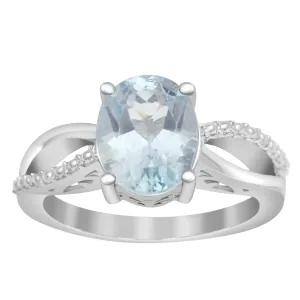 3ct Oval Aquamarine 925 Sterling Silver Promise Rings for Her