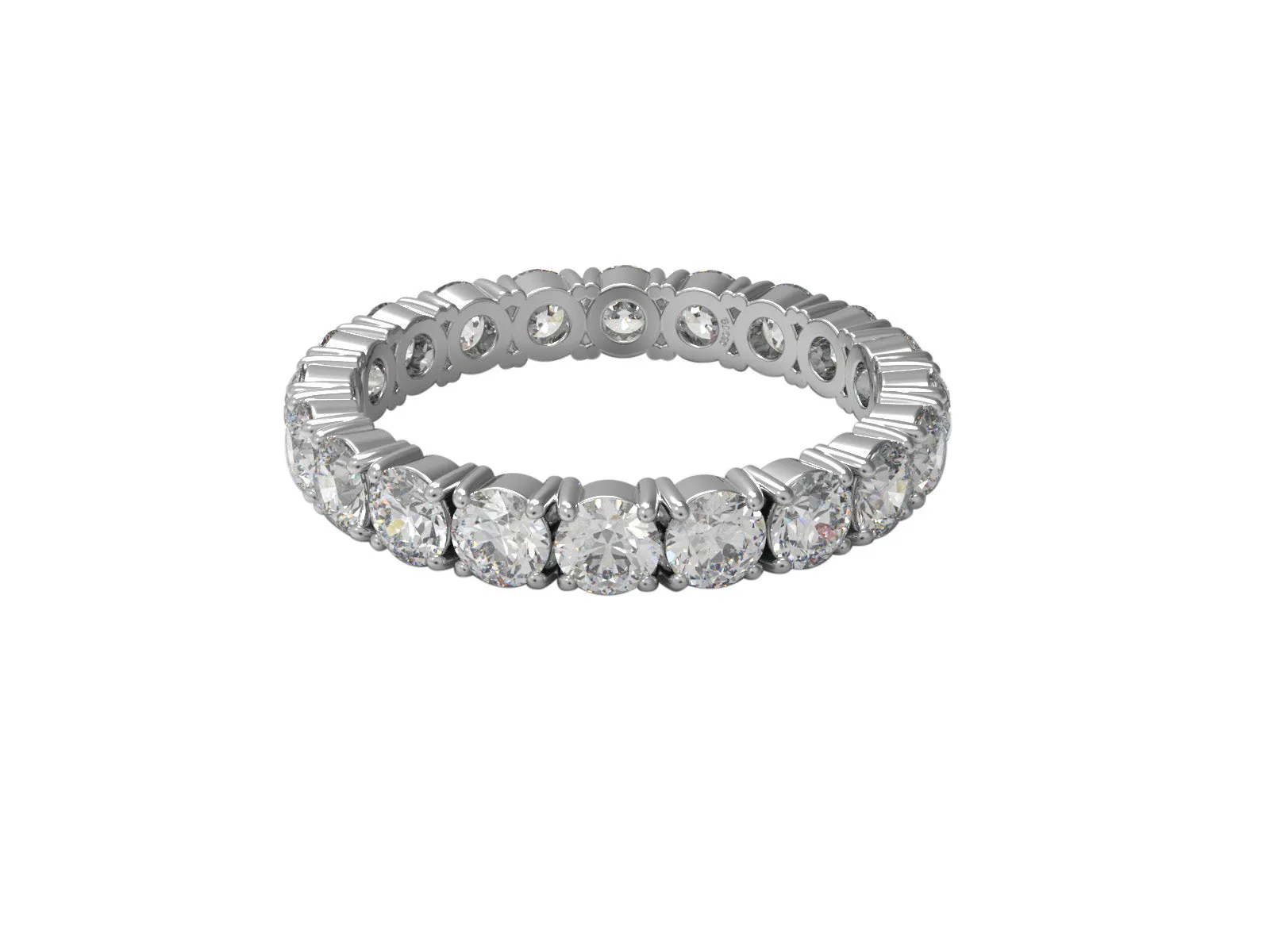 3MM Round Moissanite Diamond 925 Sterling Silver Full Eternity Stackable Ring