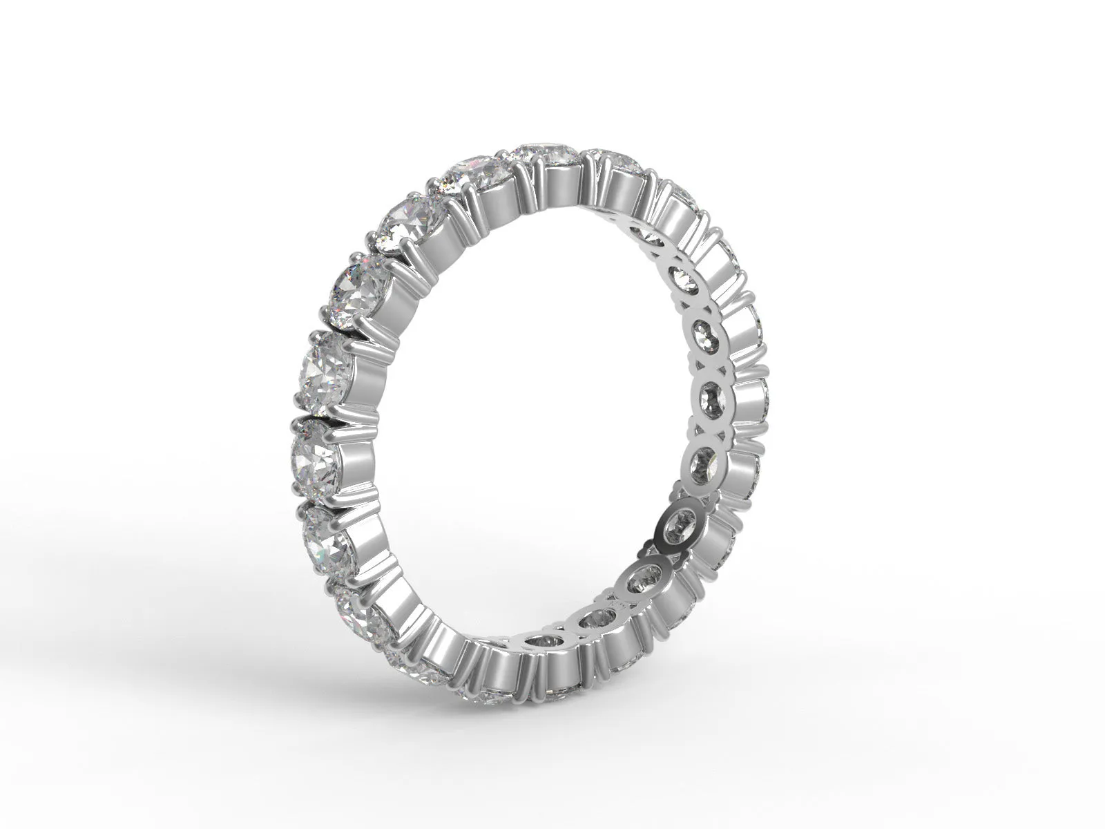 3MM Round Moissanite Diamond 925 Sterling Silver Full Eternity Stackable Ring