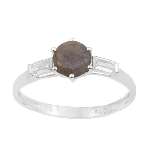 4 MM Round Labradorite 925 Sterling Silver Three Stone Solitaire Women Ring