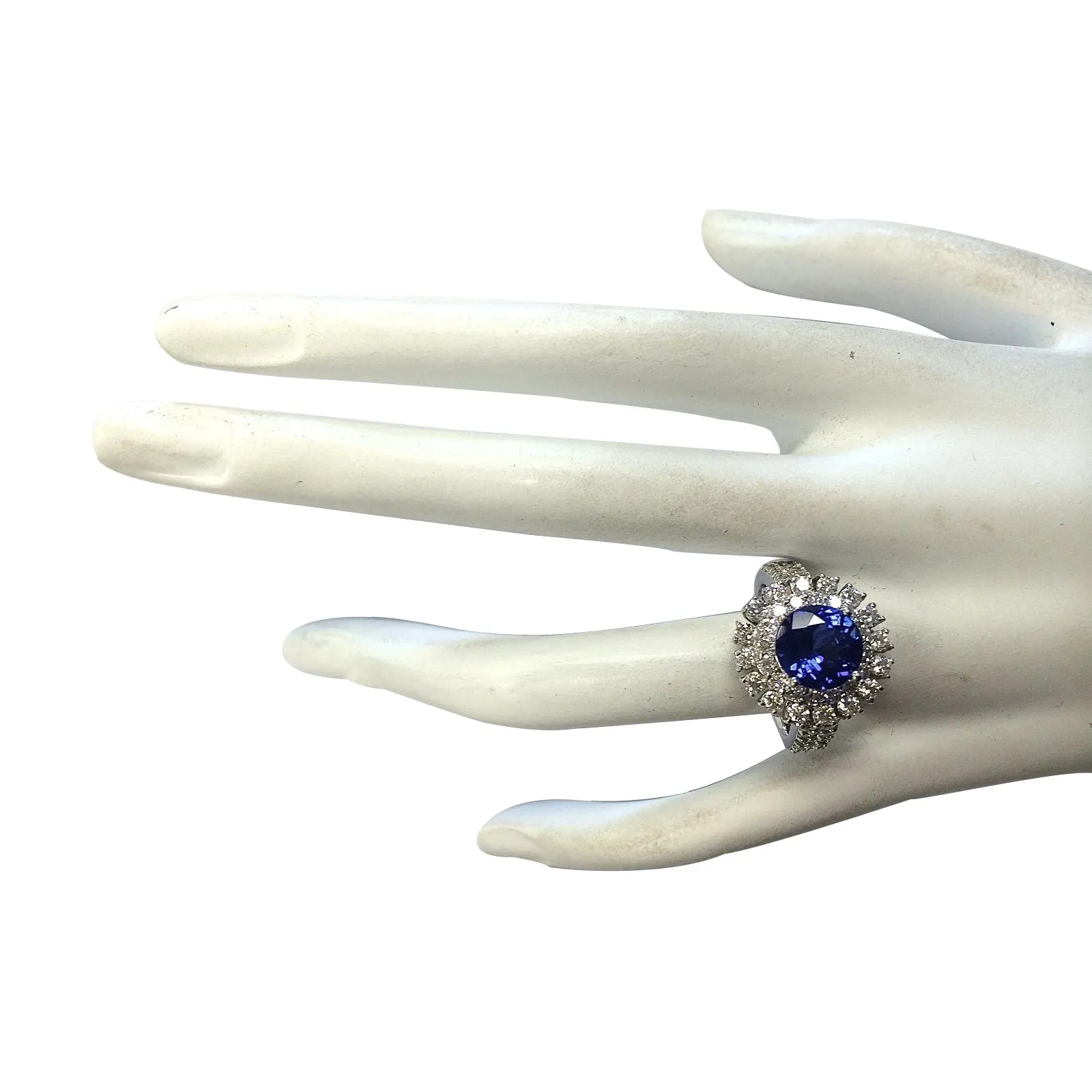 4.03 Carat Natural Tanzanite 14K White Gold Diamond Ring