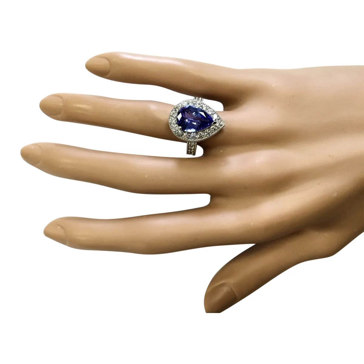 4.12 Carat Natural Tanzanite 14K White Gold Diamond Ring