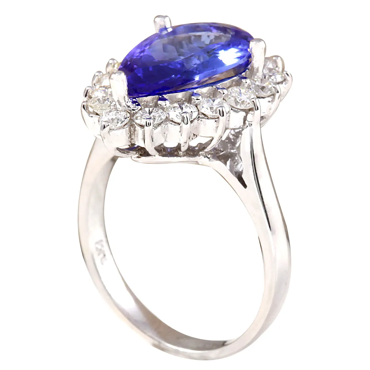 4.13 Carat Natural Tanzanite 14K White Gold Diamond Ring