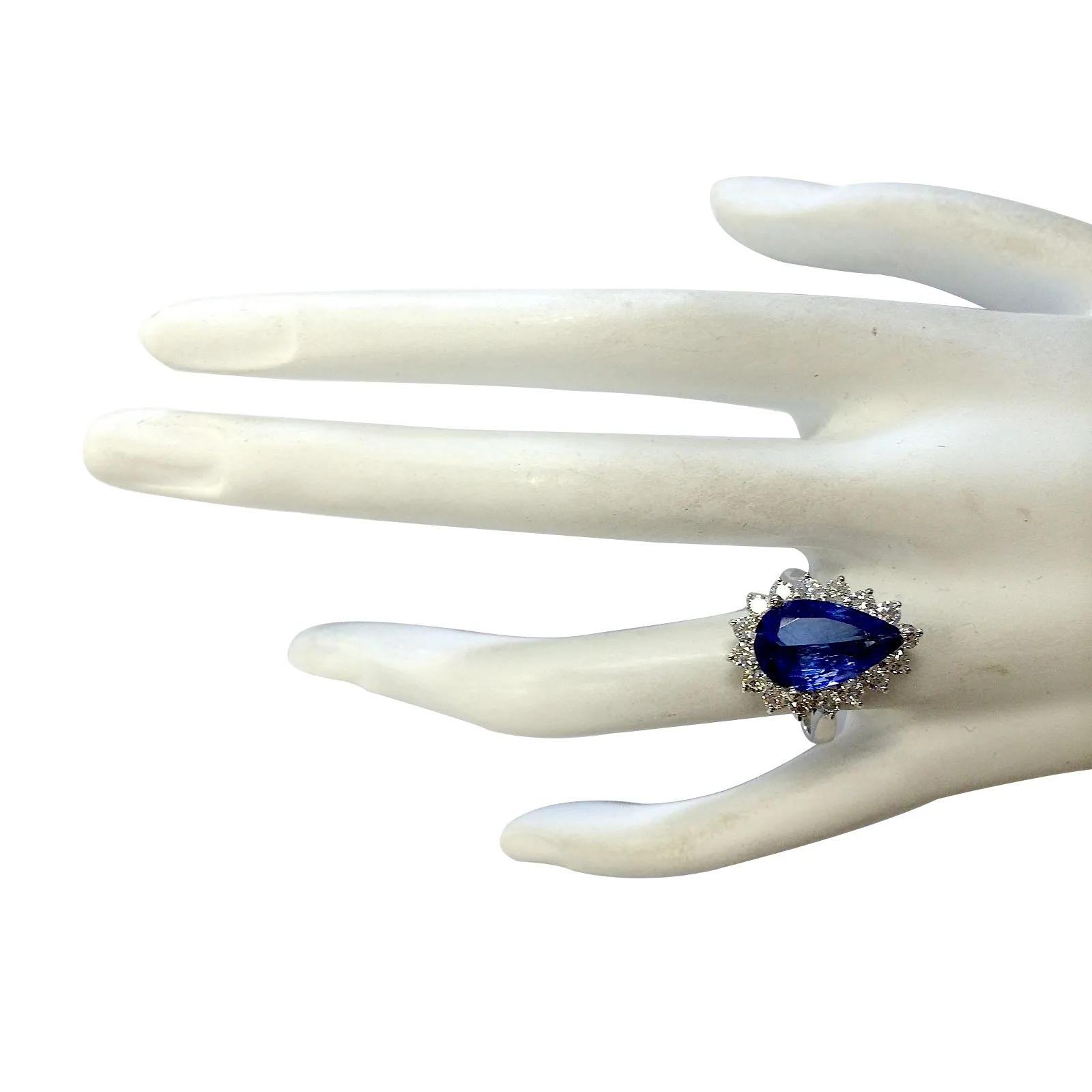 4.13 Carat Natural Tanzanite 14K White Gold Diamond Ring