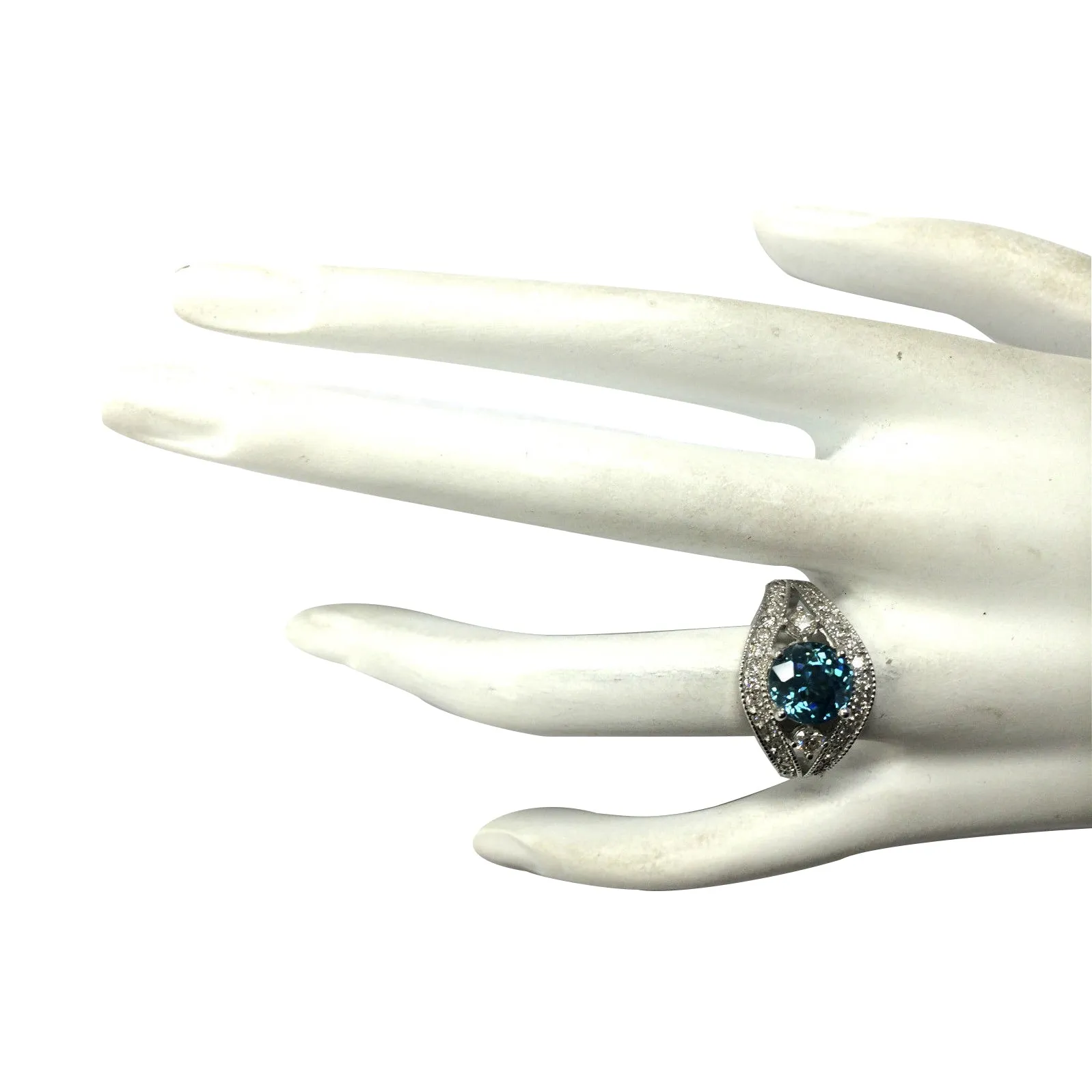 4.16 Carat Natural Zircon 14K White Gold Diamond Ring