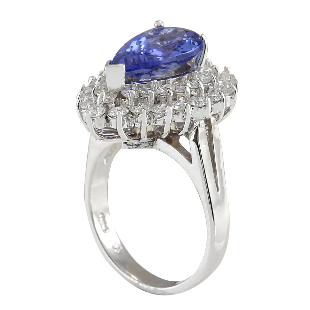 4.46 Carat Natural Tanzanite 14K White Gold Diamond Ring