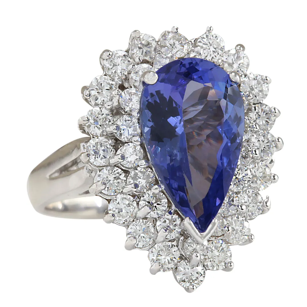 4.46 Carat Natural Tanzanite 14K White Gold Diamond Ring