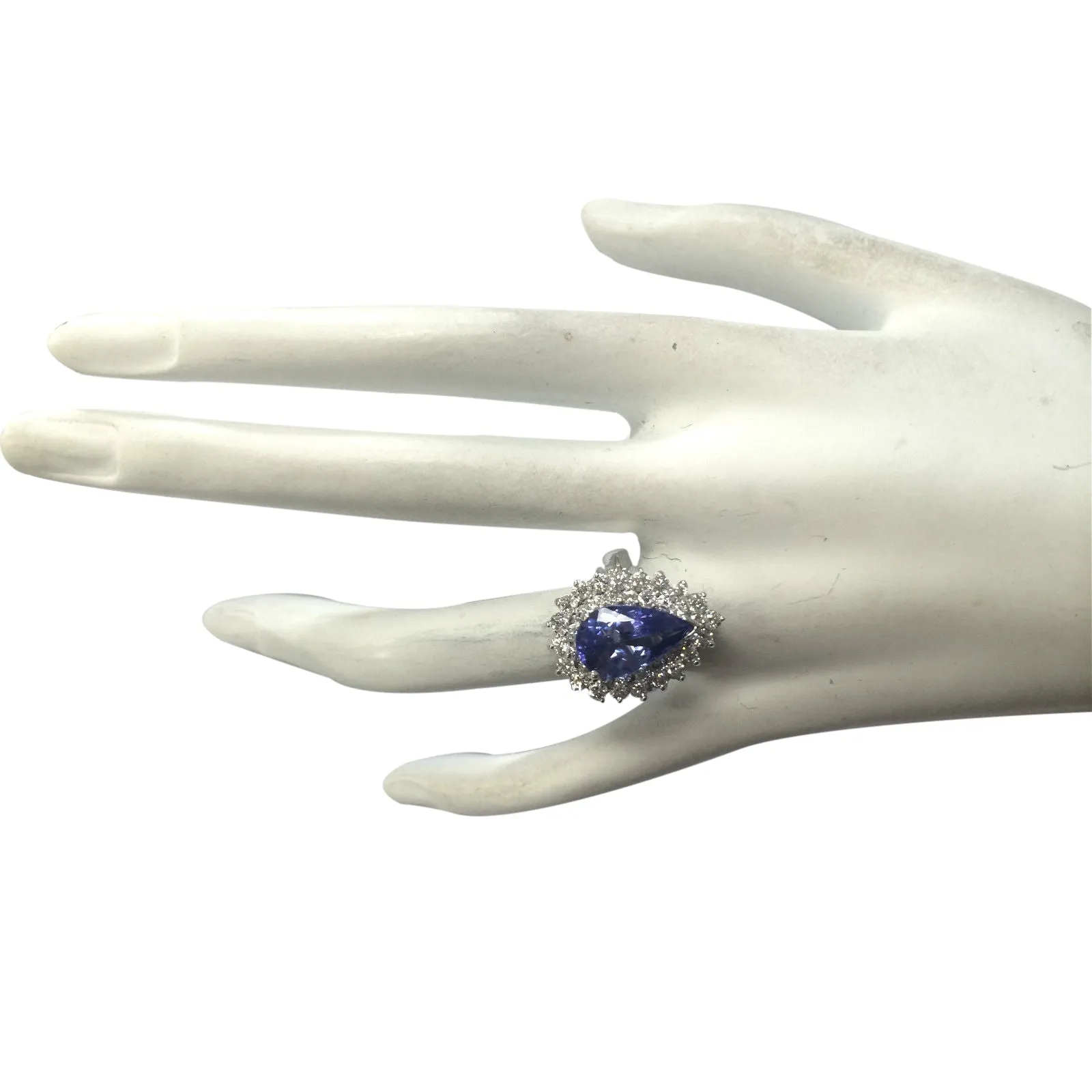 4.46 Carat Natural Tanzanite 14K White Gold Diamond Ring