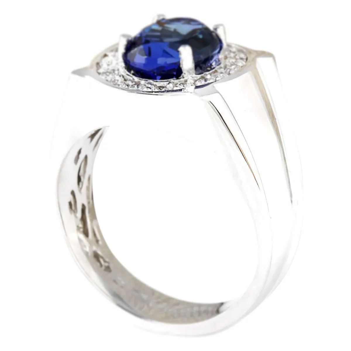 4.51 Carat Natural Tanzanite 14K White Gold Diamond Ring