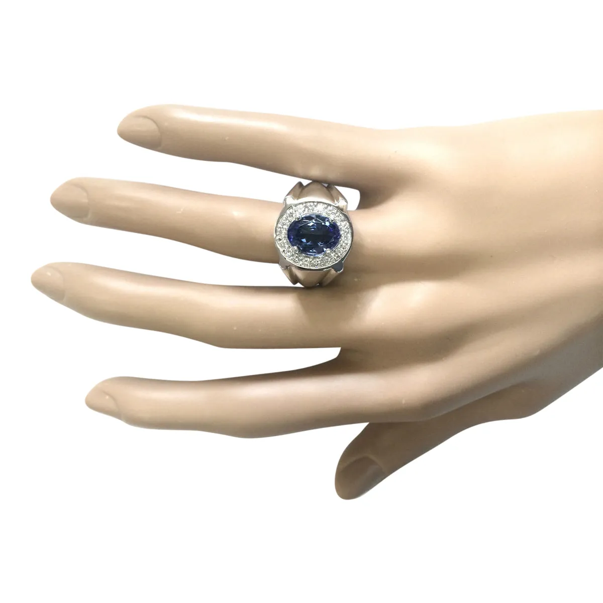 4.51 Carat Natural Tanzanite 14K White Gold Diamond Ring