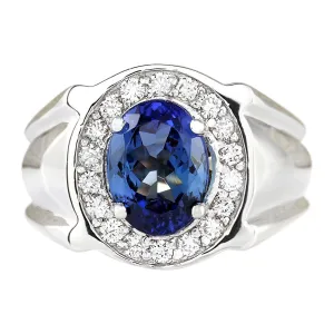 4.51 Carat Natural Tanzanite 14K White Gold Diamond Ring