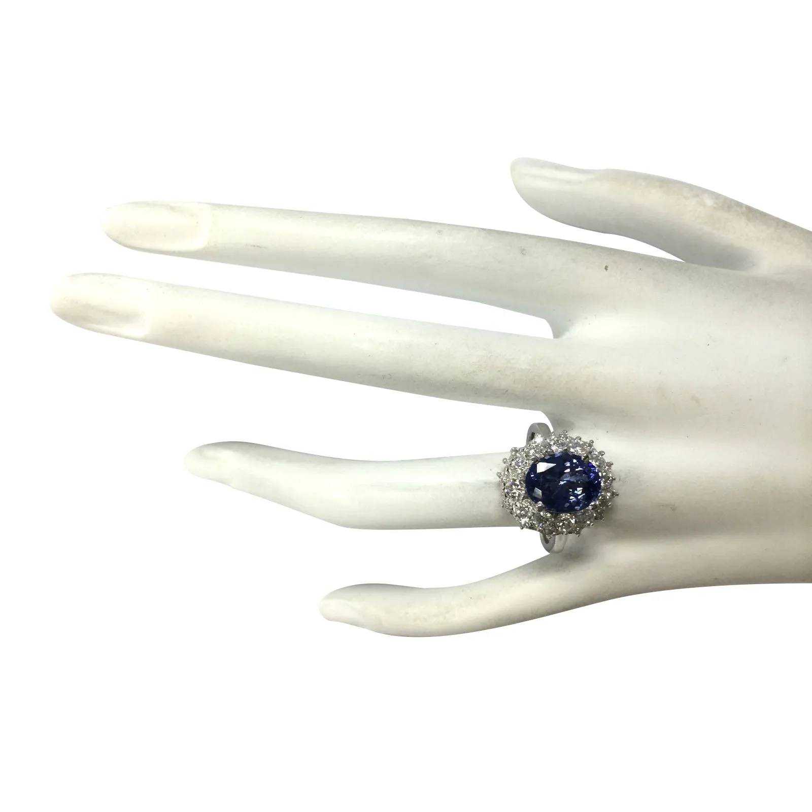 4.55 Carat Natural Tanzanite 14K White Gold Diamond Ring