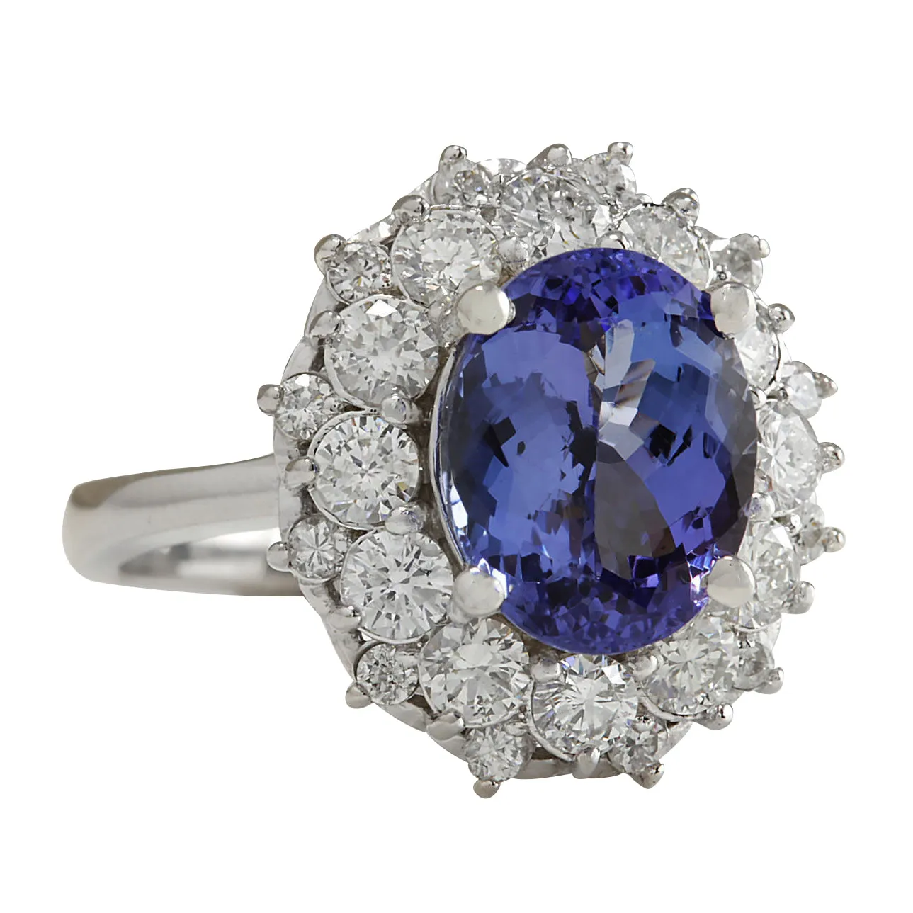 4.55 Carat Natural Tanzanite 14K White Gold Diamond Ring