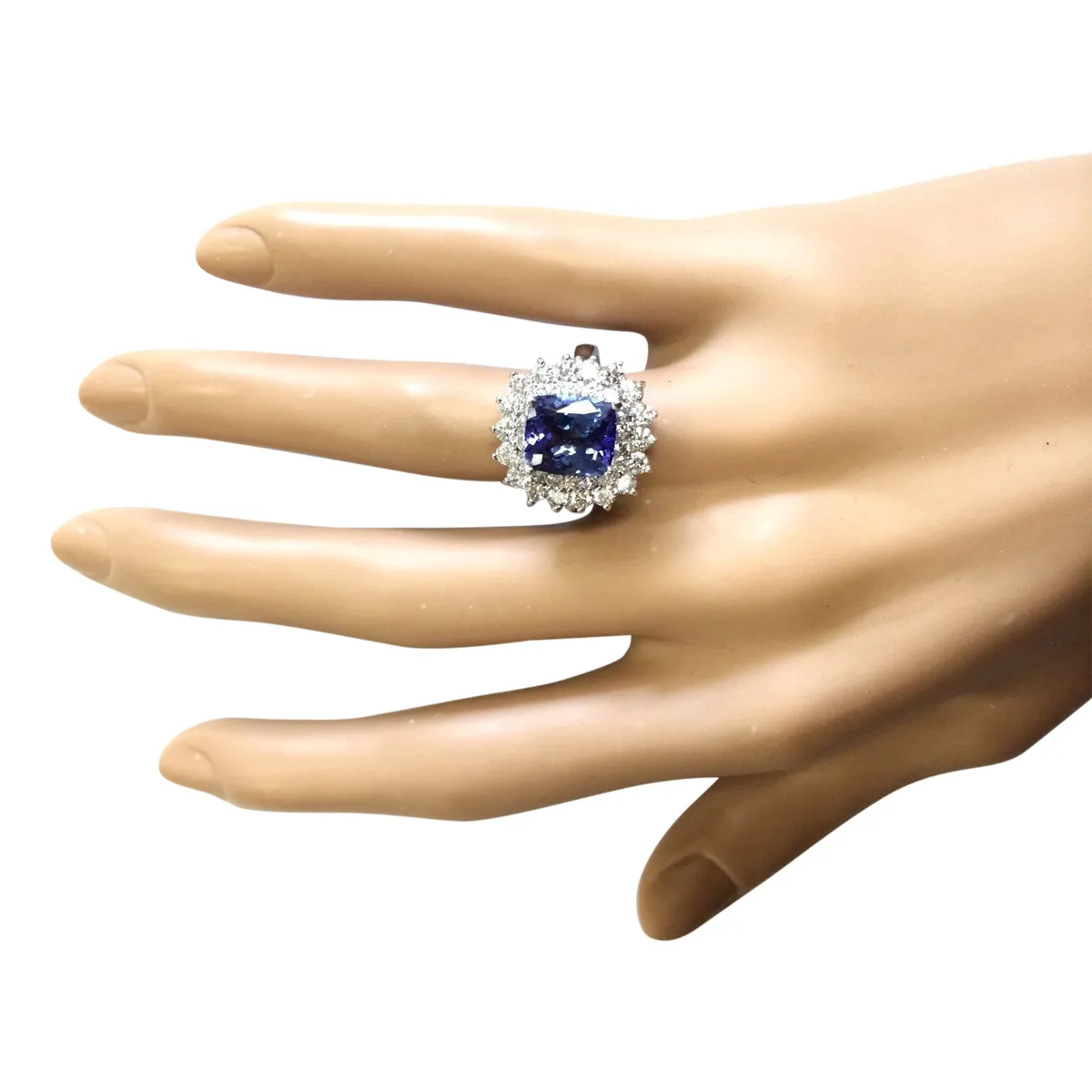 4.56 Carat Natural Tanzanite 14K White Gold Diamond Ring