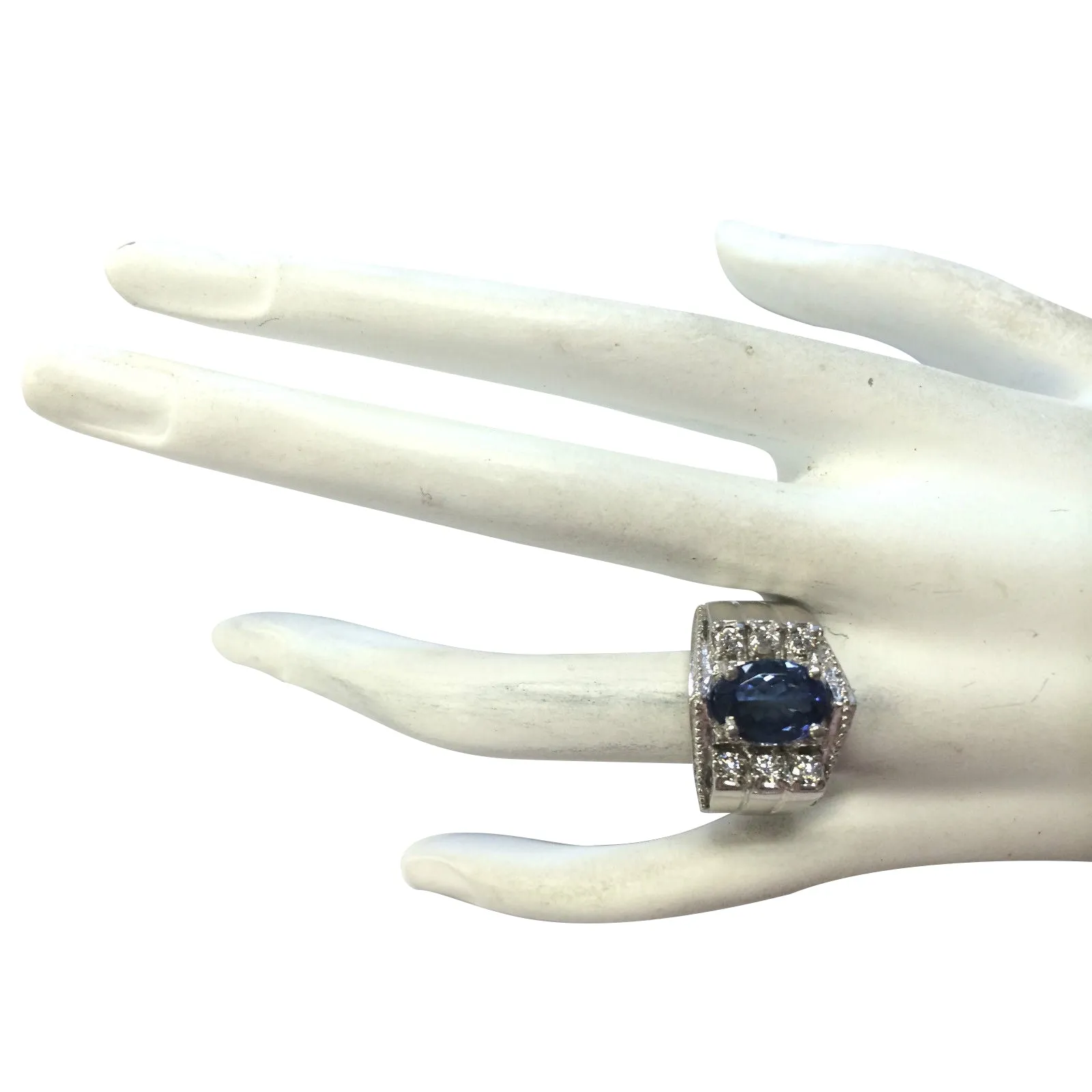4.62 Carat Natural Tanzanite 14K White Gold Diamond Ring