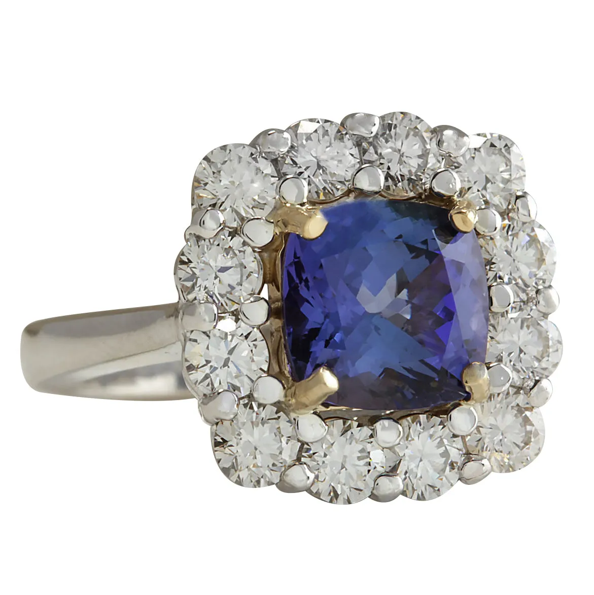 4.66 Carat Natural Tanzanite 14K White Gold Diamond Ring
