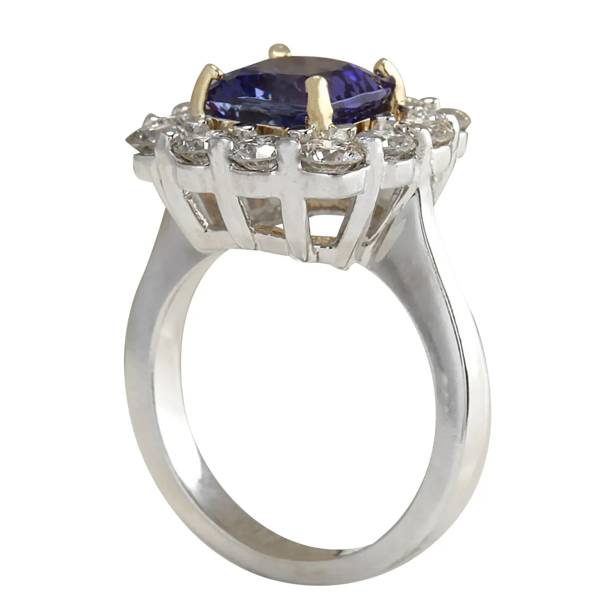 4.66 Carat Natural Tanzanite 14K White Gold Diamond Ring