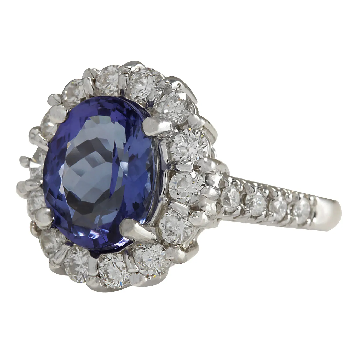 4.68 Carat Natural Tanzanite 14K White Gold Diamond Ring