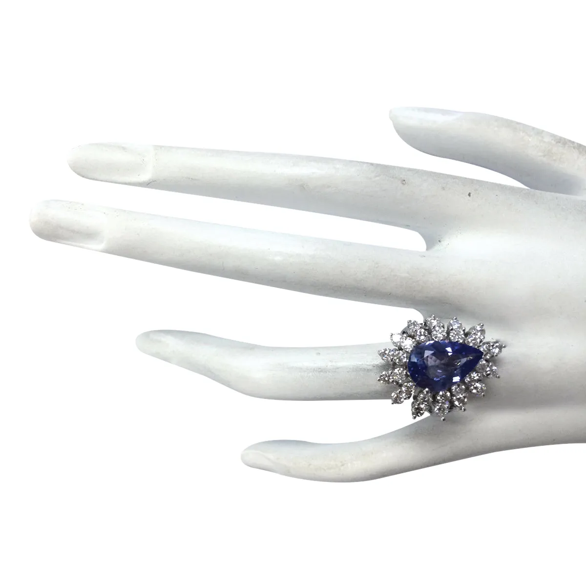 4.72 Carat Natural Tanzanite 14K White Gold Diamond Ring