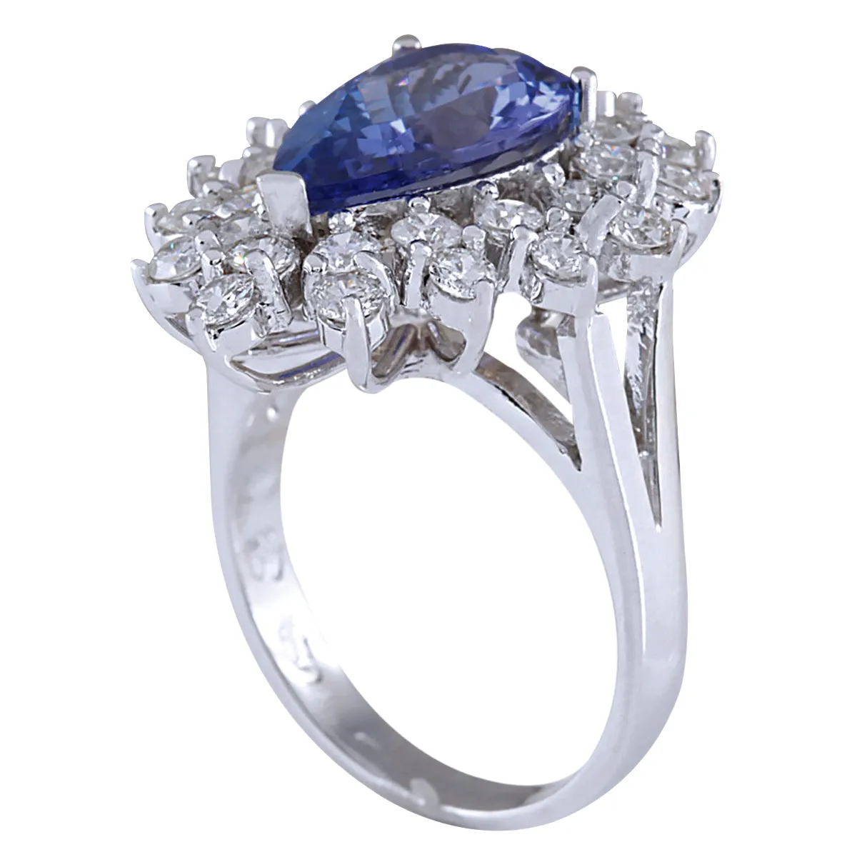 4.72 Carat Natural Tanzanite 14K White Gold Diamond Ring