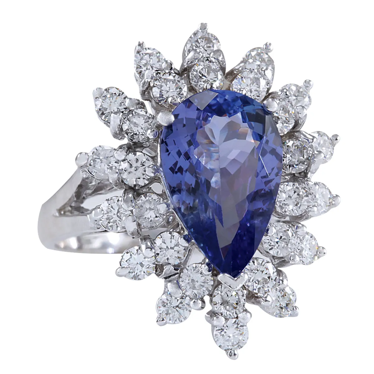 4.72 Carat Natural Tanzanite 14K White Gold Diamond Ring