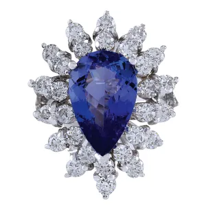4.72 Carat Natural Tanzanite 14K White Gold Diamond Ring