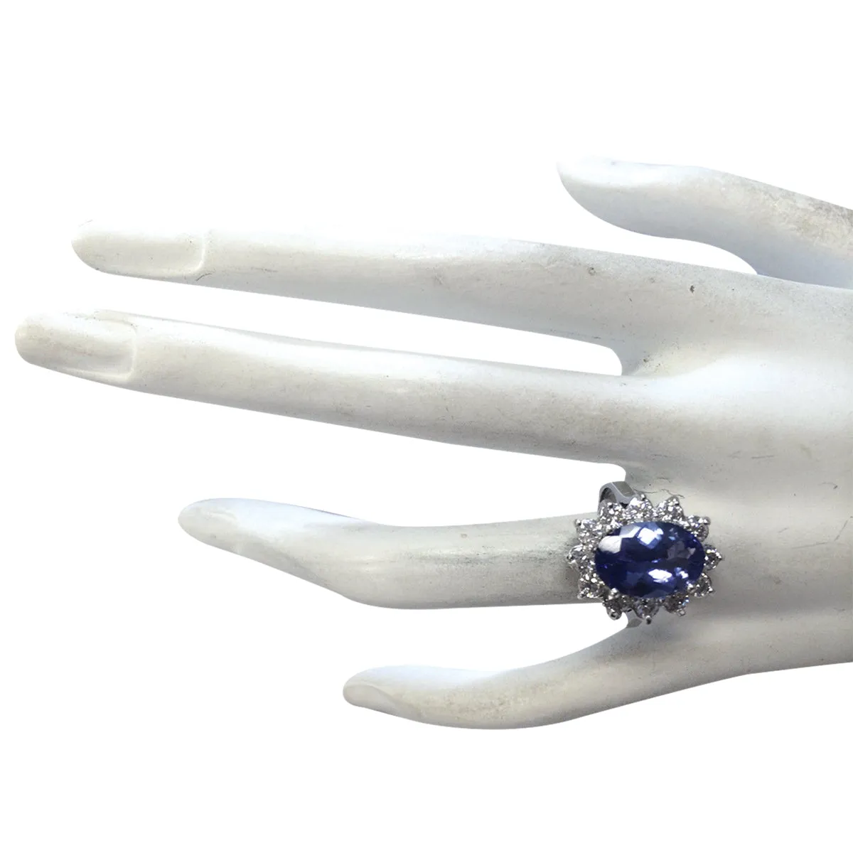 4.74 Carat Natural Tanzanite 14K White Gold Diamond Ring
