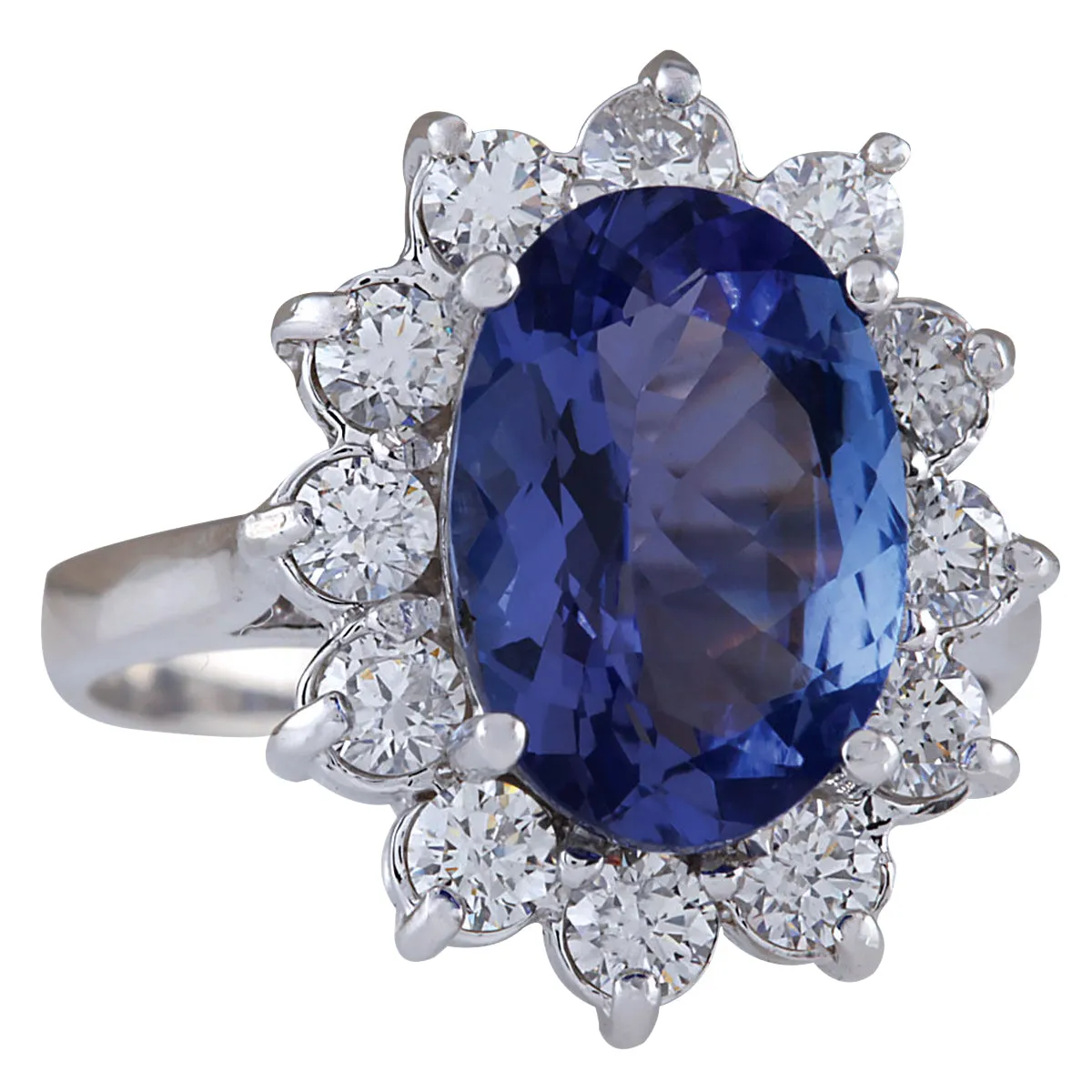 4.74 Carat Natural Tanzanite 14K White Gold Diamond Ring