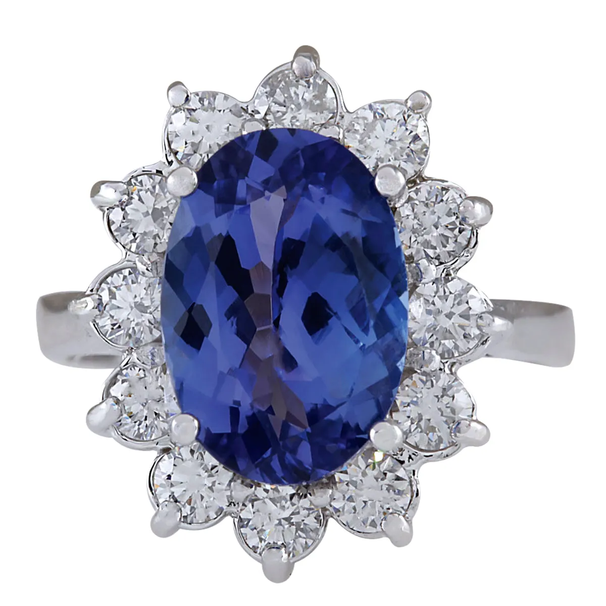 4.74 Carat Natural Tanzanite 14K White Gold Diamond Ring