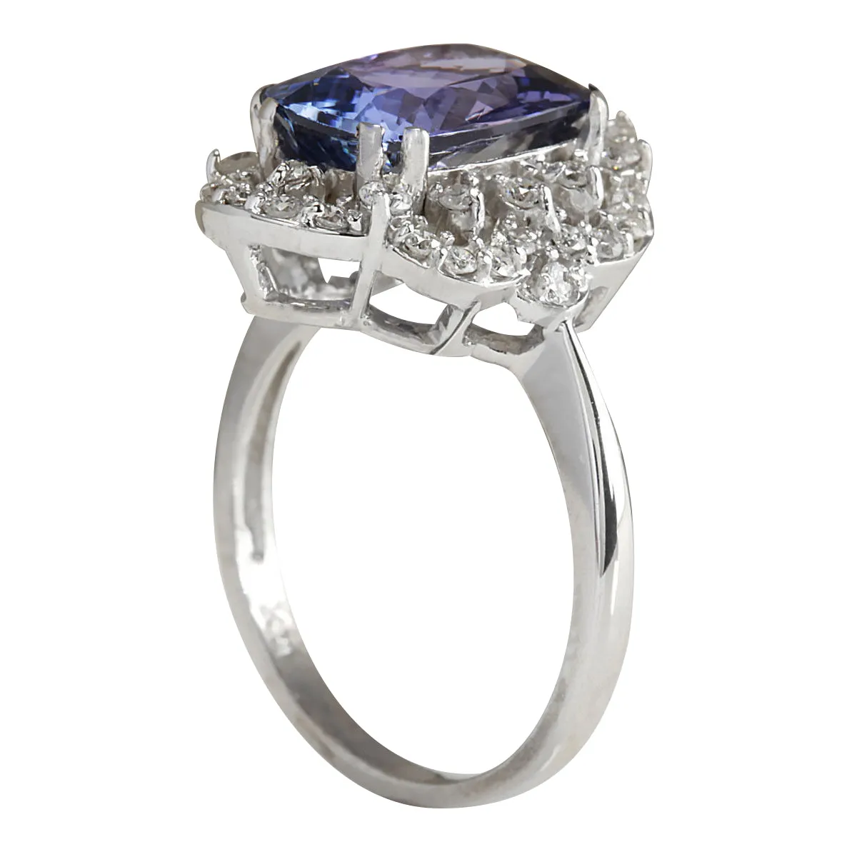 4.75 Carat Natural Tanzanite 14K White Gold Diamond Ring