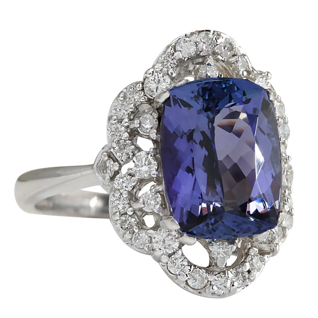 4.75 Carat Natural Tanzanite 14K White Gold Diamond Ring