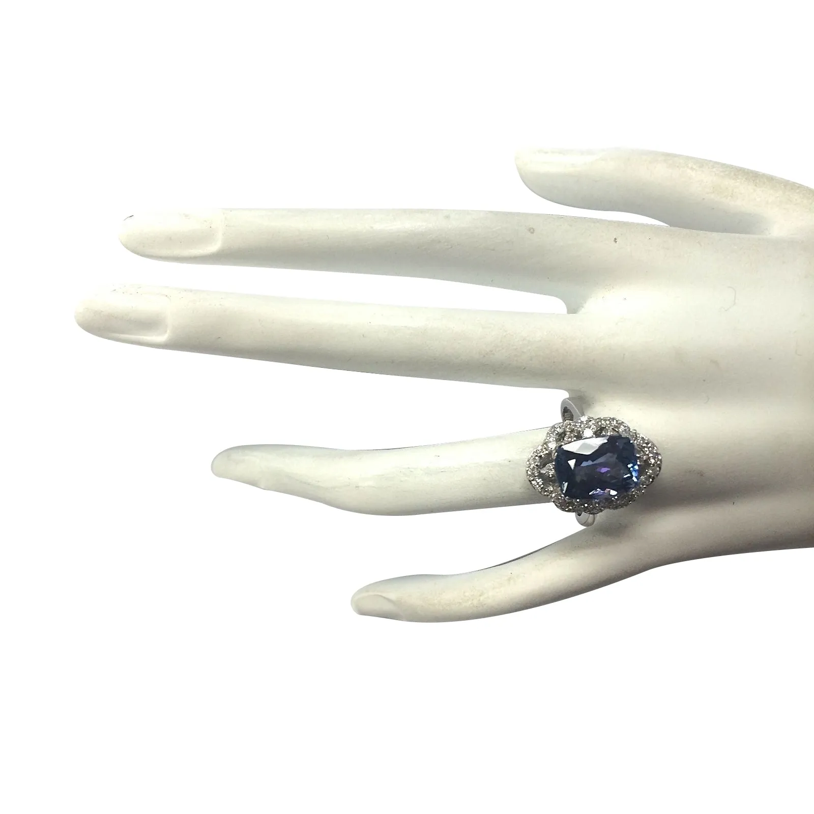 4.75 Carat Natural Tanzanite 14K White Gold Diamond Ring
